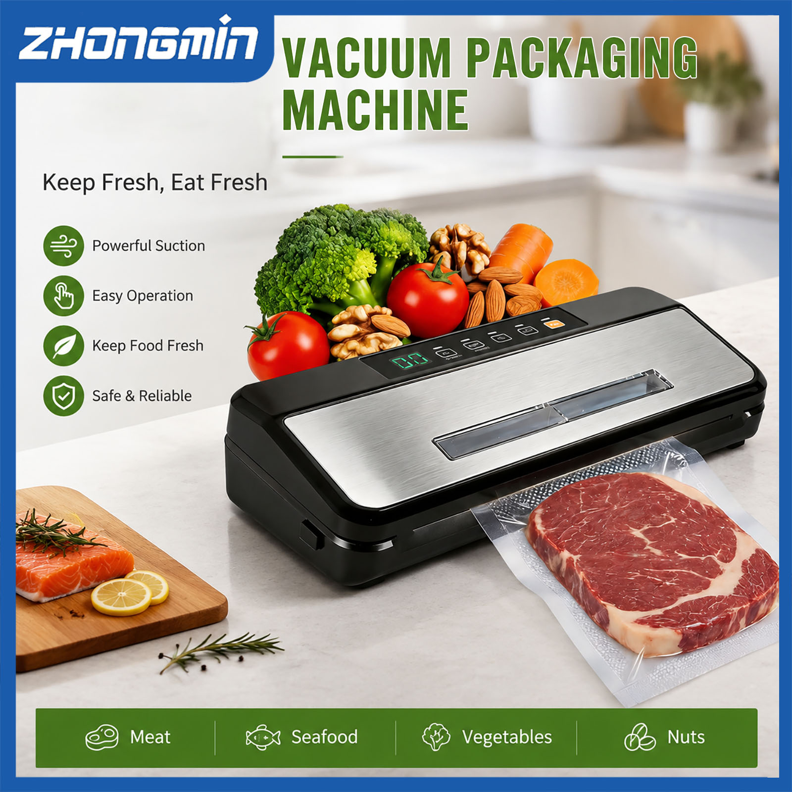 ZM-VS6608X Multifunctional Vac - Food Vacuum Sealer Machine ulasan dan harga